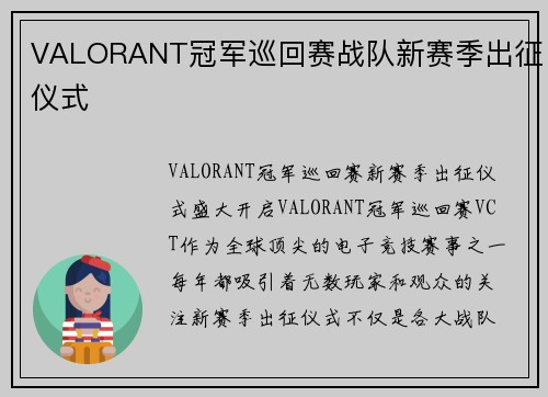 VALORANT冠军巡回赛战队新赛季出征仪式